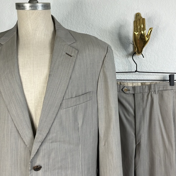 Brioni Striped Barneys New York Virgin Wool 2 Pc 2 Button Summer Suit - Picture 3 of 14